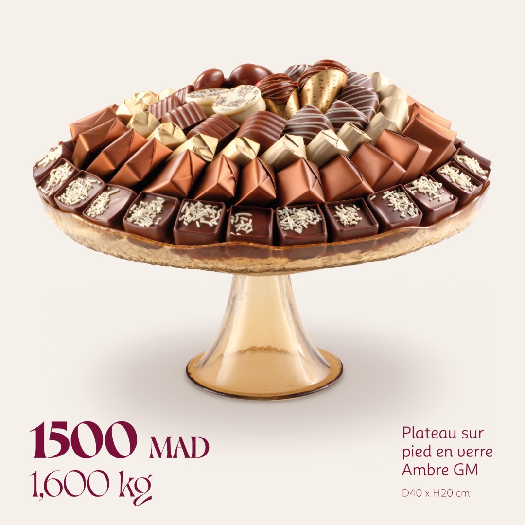 Plateau sur pied en verre Ambre